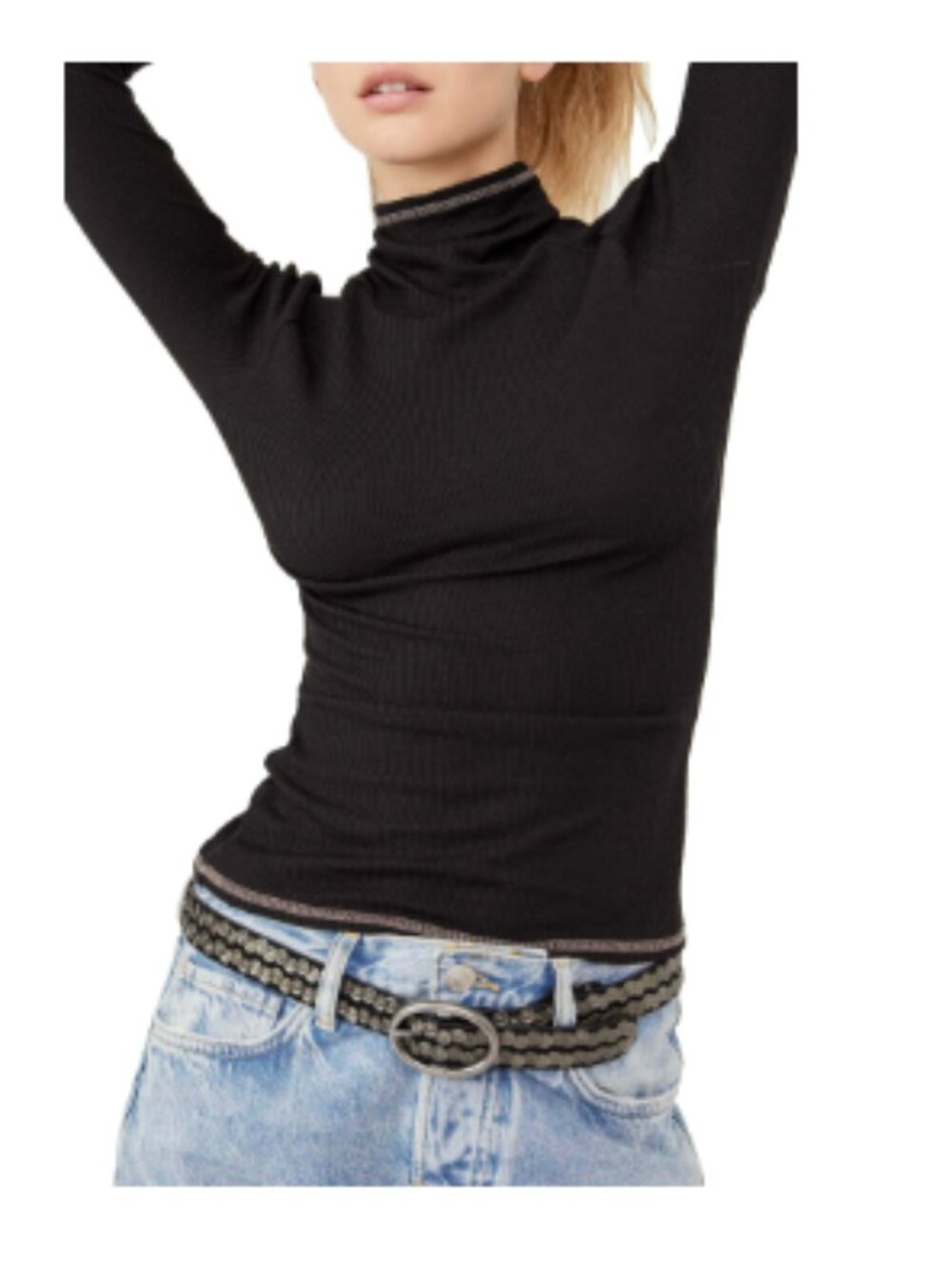 Free People Hi Hon Turtleneck Top Black Size M
